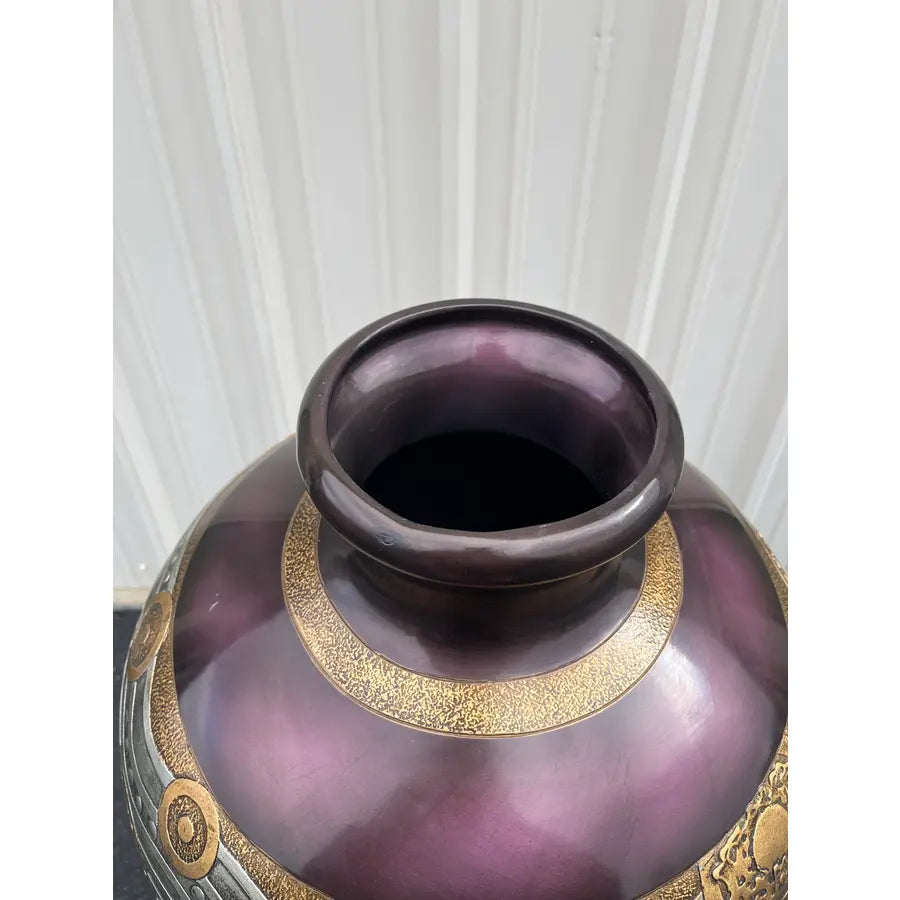 Chinoiserie Postmodern 4' Decorative Floor Vase and Stand by Artmax