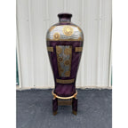 Chinoiserie Postmodern 4' Decorative Floor Vase and Stand by Artmax