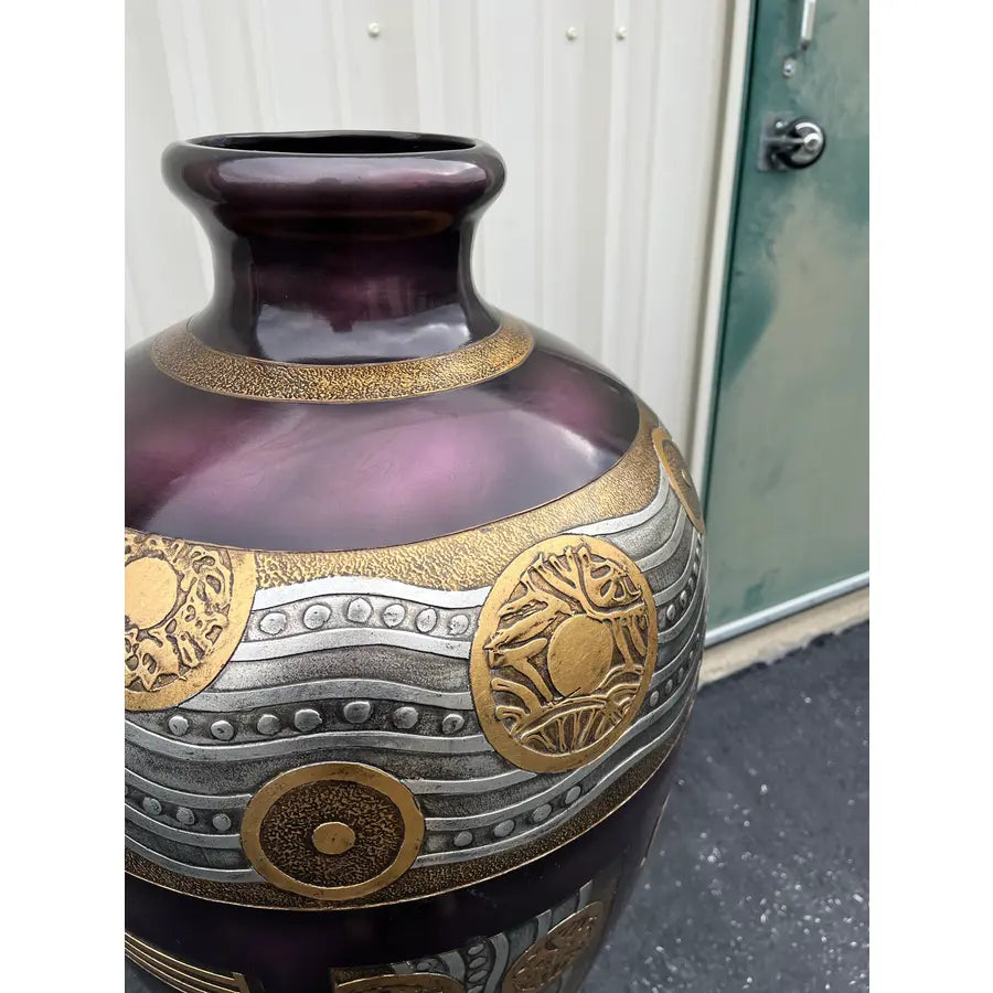 Chinoiserie Postmodern 4' Decorative Floor Vase and Stand by Artmax