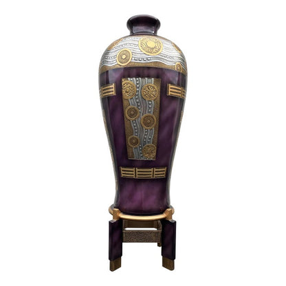 Chinoiserie Postmodern 4' Decorative Floor Vase and Stand by Artmax