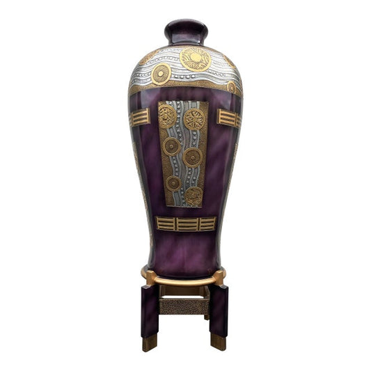 Chinoiserie Postmodern 4' Decorative Floor Vase and Stand by Artmax