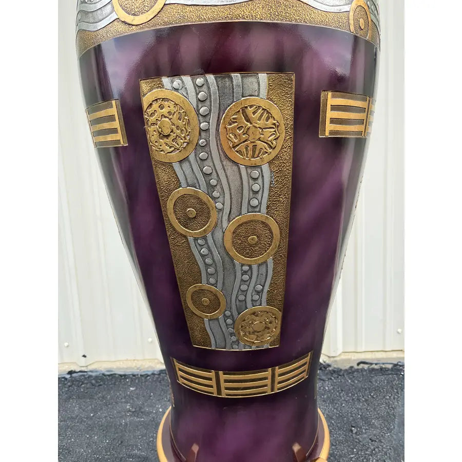 Chinoiserie Postmodern 4' Decorative Floor Vase and Stand by Artmax