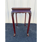 Chinoiserie Red Lacquer Floral Relief Side End Table
