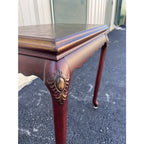 Chinoiserie Red Lacquer Floral Relief Side End Table