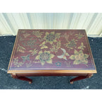 Chinoiserie Red Lacquer Floral Relief Side End Table