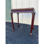Chinoiserie Red Lacquer Floral Relief Side End Table