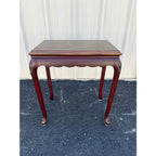 Chinoiserie Red Lacquer Floral Relief Side End Table
