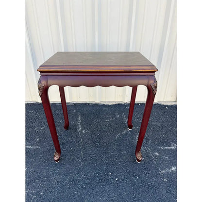 Chinoiserie Red Lacquer Floral Relief Side End Table