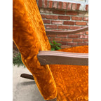Dark Maple and Crushed Orange Velvet Rocking Chair