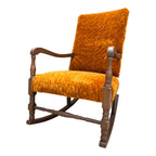 Dark Maple and Crushed Orange Velvet Rocking Chair