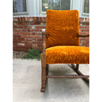 Dark Maple and Crushed Orange Velvet Rocking Chair