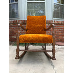 Dark Maple and Crushed Orange Velvet Rocking Chair