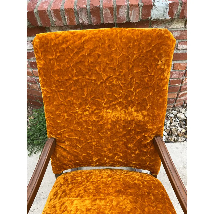 Dark Maple and Crushed Orange Velvet Rocking Chair