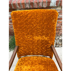 Dark Maple and Crushed Orange Velvet Rocking Chair