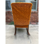 Dark Maple and Crushed Orange Velvet Rocking Chair
