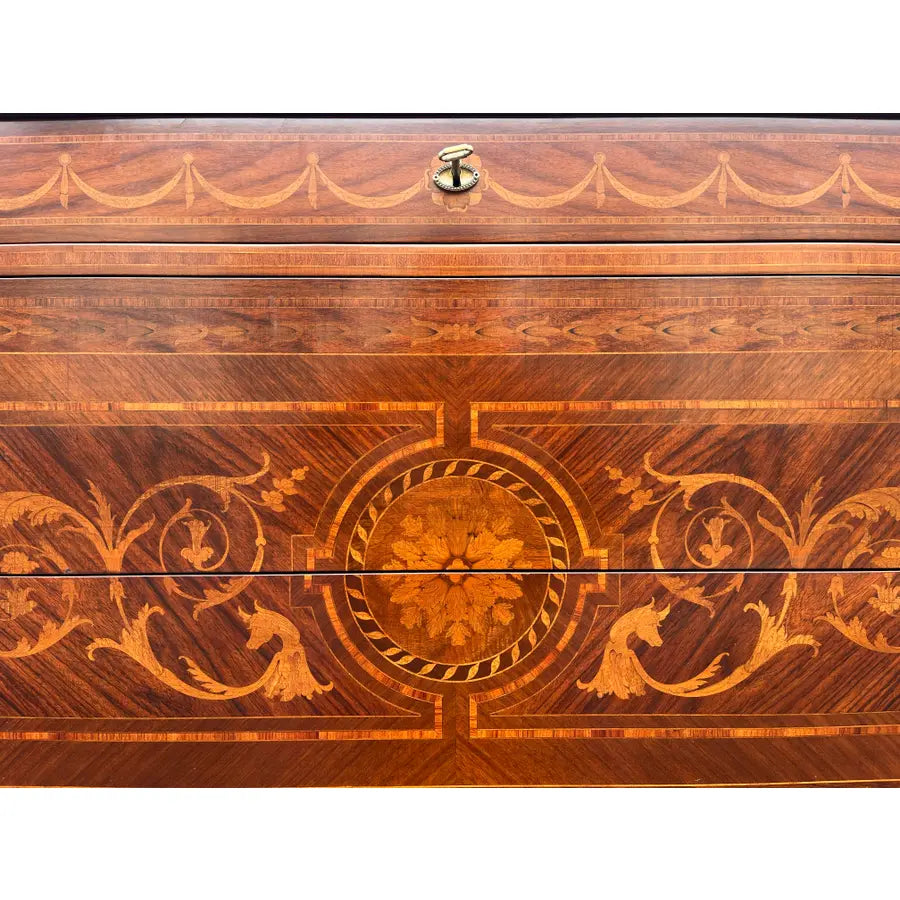 David Michael 18th Century Giuseppe Maggiolini Style Neoclassical Inlaid Chest of Drawers, Italy