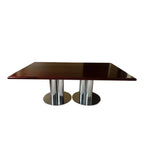 Double Pedestal Solid Mahogany Dining Table or Conference Table- Triple Column Chrome Bases