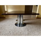Double Pedestal Solid Mahogany Dining Table or Conference Table- Triple Column Chrome Bases