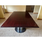 Double Pedestal Solid Mahogany Dining Table or Conference Table- Triple Column Chrome Bases