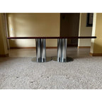 Double Pedestal Solid Mahogany Dining Table or Conference Table- Triple Column Chrome Bases