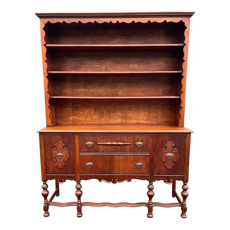 Early 1900's American Two-Piece Bookshelf Hutch Unit