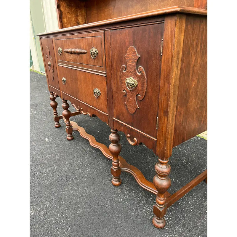 Early 1900's American Two-Piece Bookshelf Hutch Unit