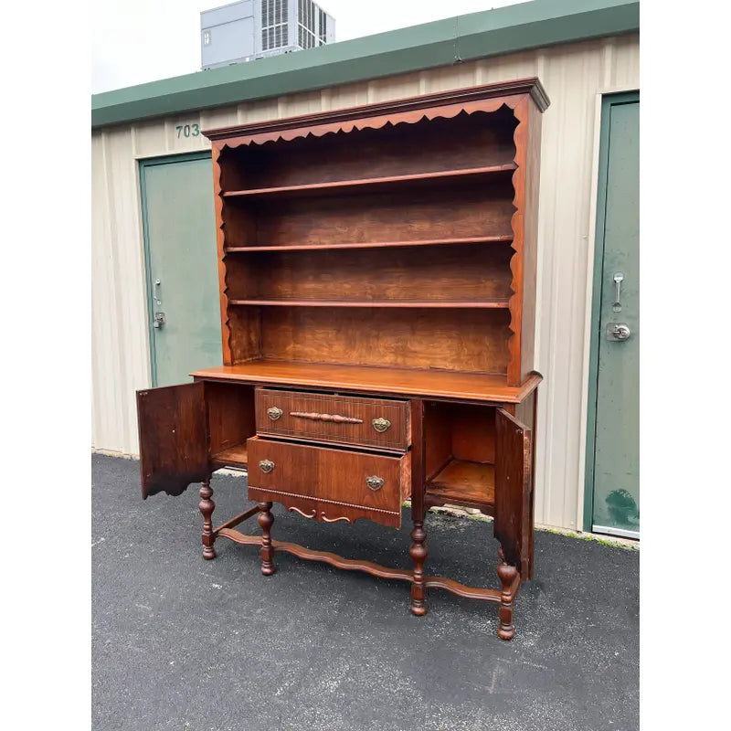 Early 1900's American Two-Piece Bookshelf Hutch Unit