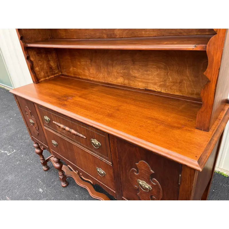 Early 1900's American Two-Piece Bookshelf Hutch Unit