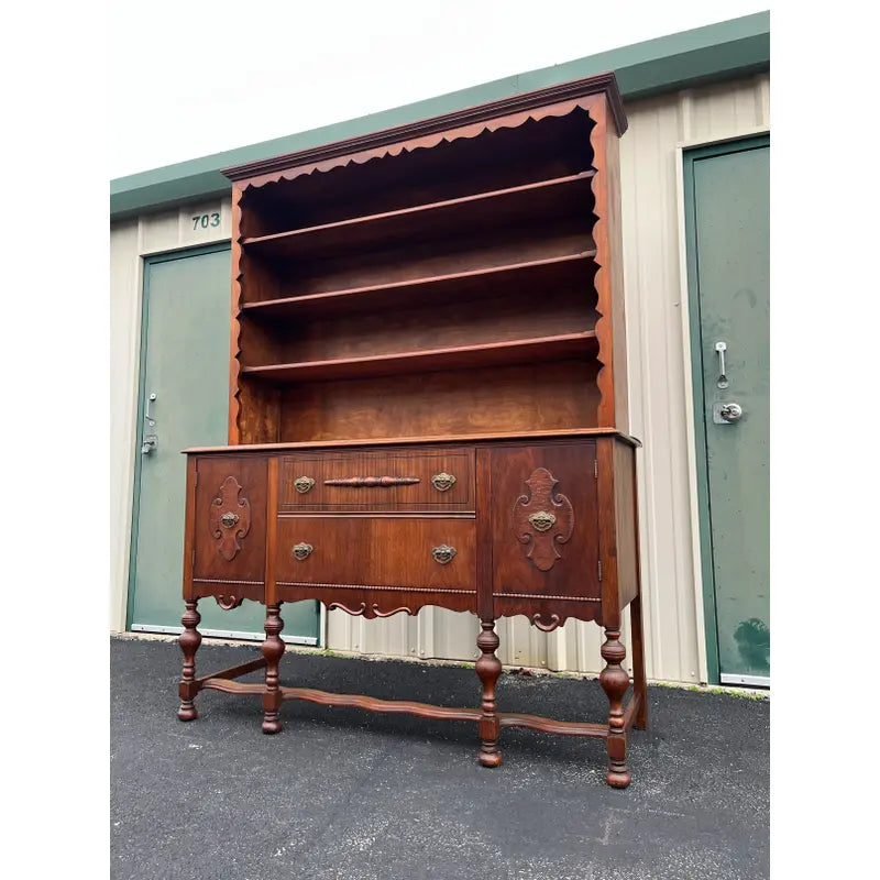 Early 1900's American Two-Piece Bookshelf Hutch Unit
