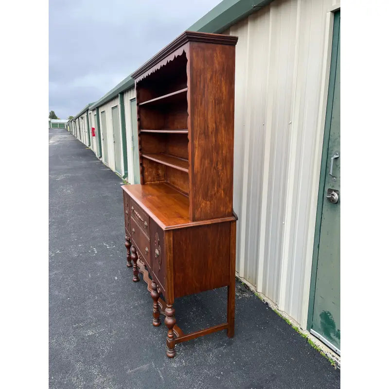 Early 1900's American Two-Piece Bookshelf Hutch Unit
