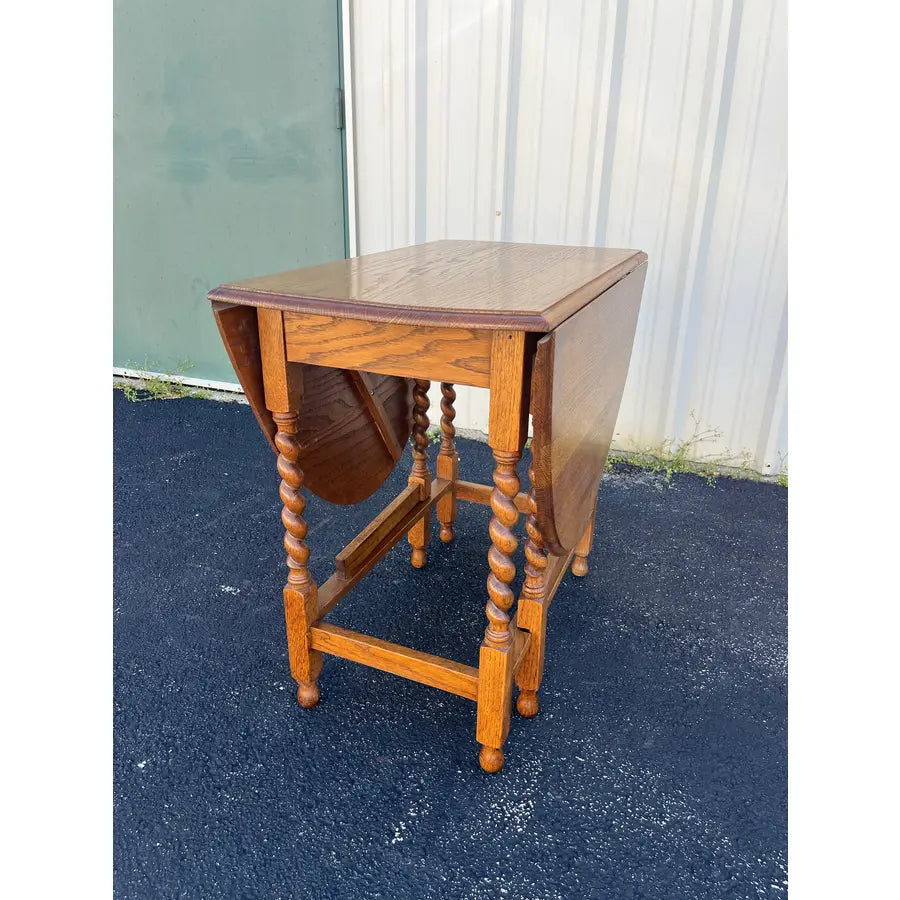 Early 1900's English Oak Barley Twist Oval Gate Leg Table