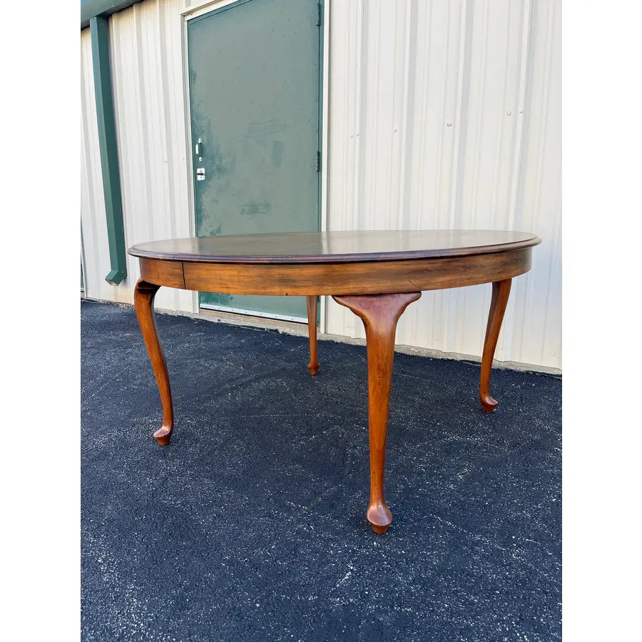 Early 1900s Large Round Oak Farmhouse Dining Table