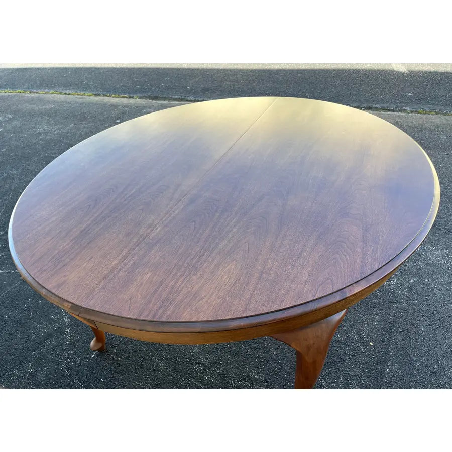 Early 1900s Large Round Oak Farmhouse Dining Table