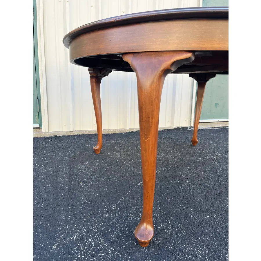 Early 1900s Large Round Oak Farmhouse Dining Table