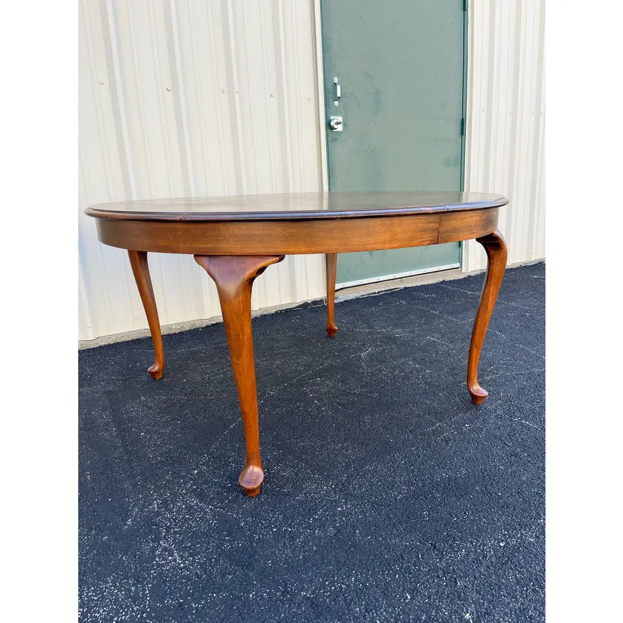 Early 1900s Large Round Oak Farmhouse Dining Table