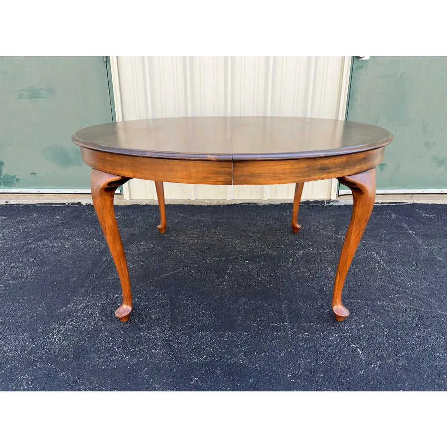 Early 1900s Large Round Oak Farmhouse Dining Table