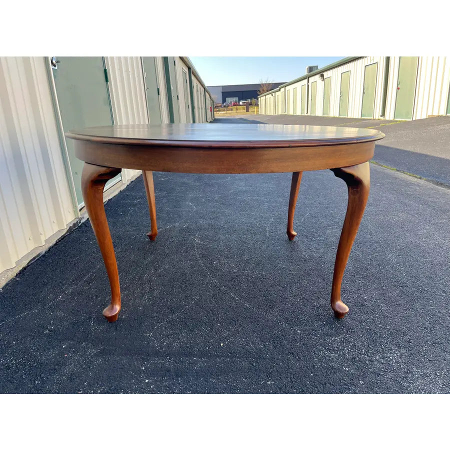 Early 1900s Large Round Oak Farmhouse Dining Table