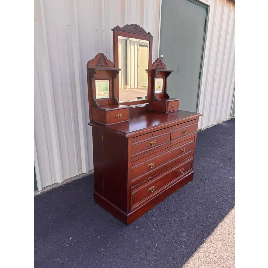 Early 1900's Victorian Eastlake Mahogany Ladies Dresser Vanity