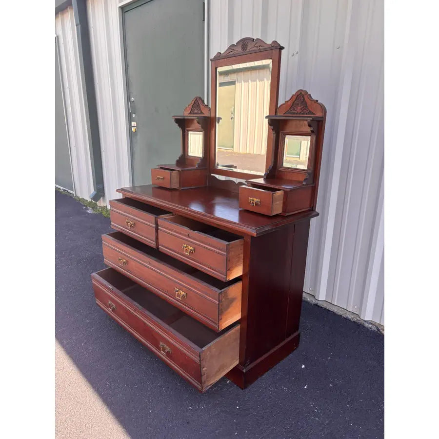 Early 1900's Victorian Eastlake Mahogany Ladies Dresser Vanity