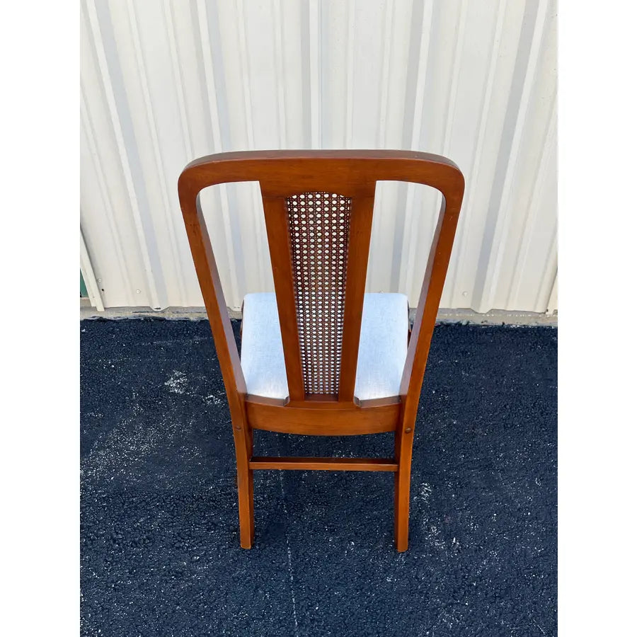 Early 1900s Walnut Cane Back Dining Chairs- Set of 6- Newly Reupholstered