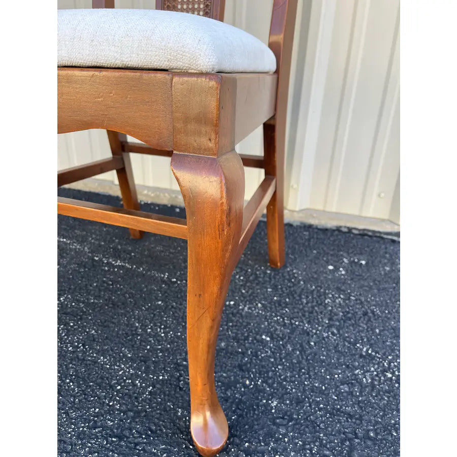 Early 1900s Walnut Cane Back Dining Chairs- Set of 6- Newly Reupholstered