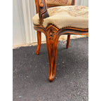 Early 20th Century French Walnut Needlepoint Arm Chairs- A Pair