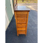 Early American Tiger Oak Tall Chest of Drawers With Mirror