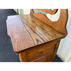 Early American Tiger Oak Tall Chest of Drawers With Mirror