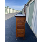 Early American Tiger Oak Tall Chest of Drawers With Mirror