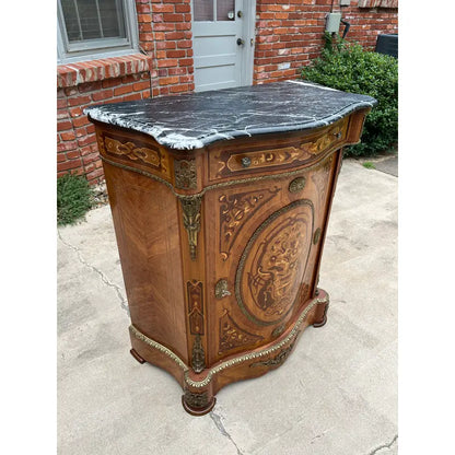 Early French Louis XV Dry Bar Cabinet or Commode- Black Marble Top