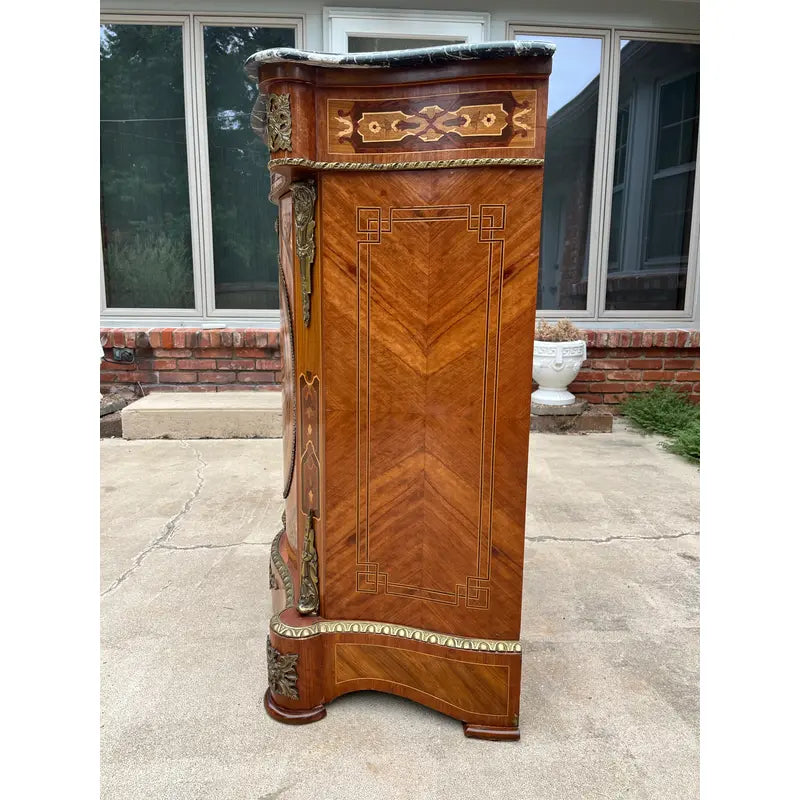 Early French Louis XV Dry Bar Cabinet or Commode- Black Marble Top