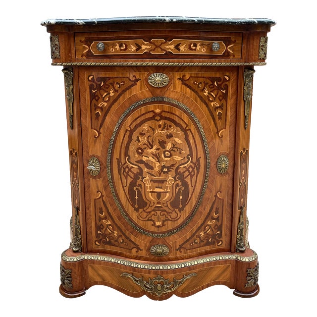Early French Louis XV Dry Bar Cabinet or Commode- Black Marble Top