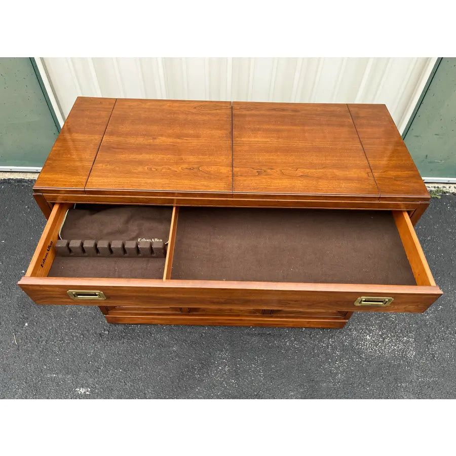 Ethan Allen Canova Campaign Flip Top Cherry Buffet Server