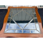 Ethan Allen Inspired French Country Leaded Glass Cherry Coffee Table